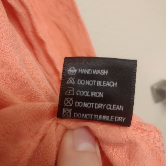 Coral Off-the-Shoulder Crop Top w/ Flared Sleeves - Picture 5 of 5